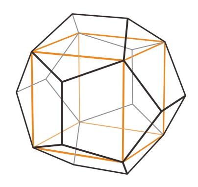 Cube in dodecahedron illustration