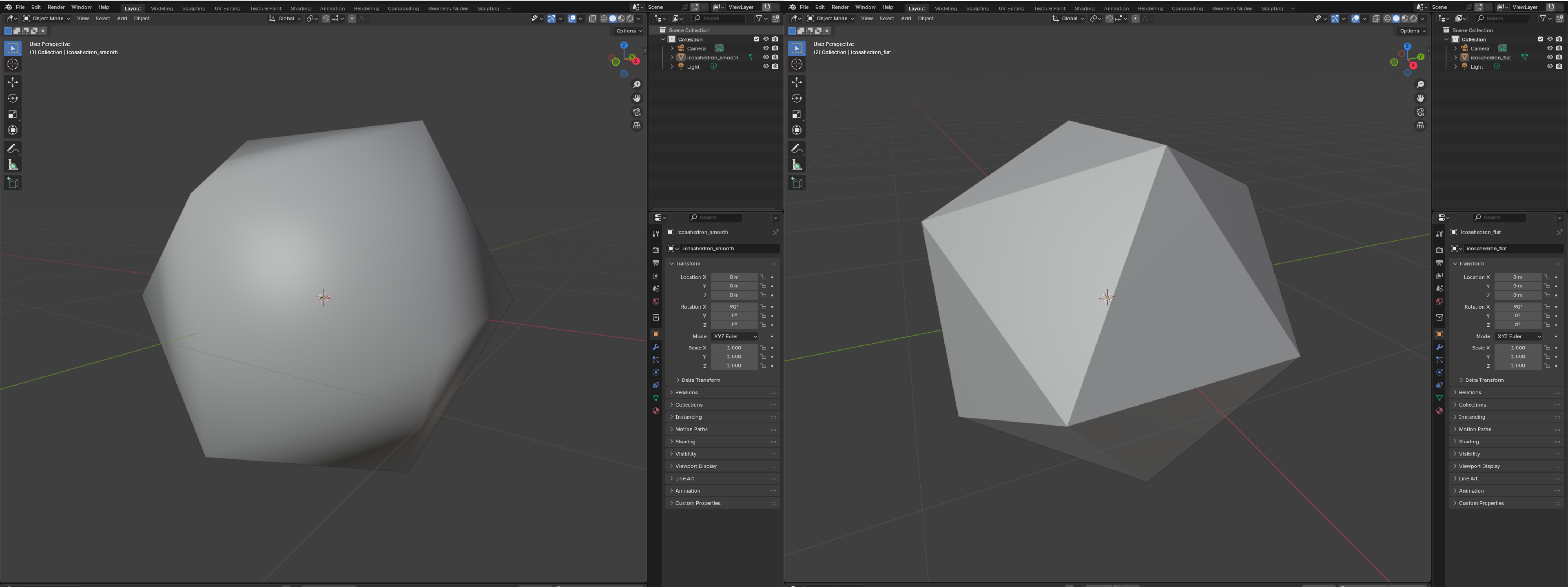 Icosahedron face vs vertex normals